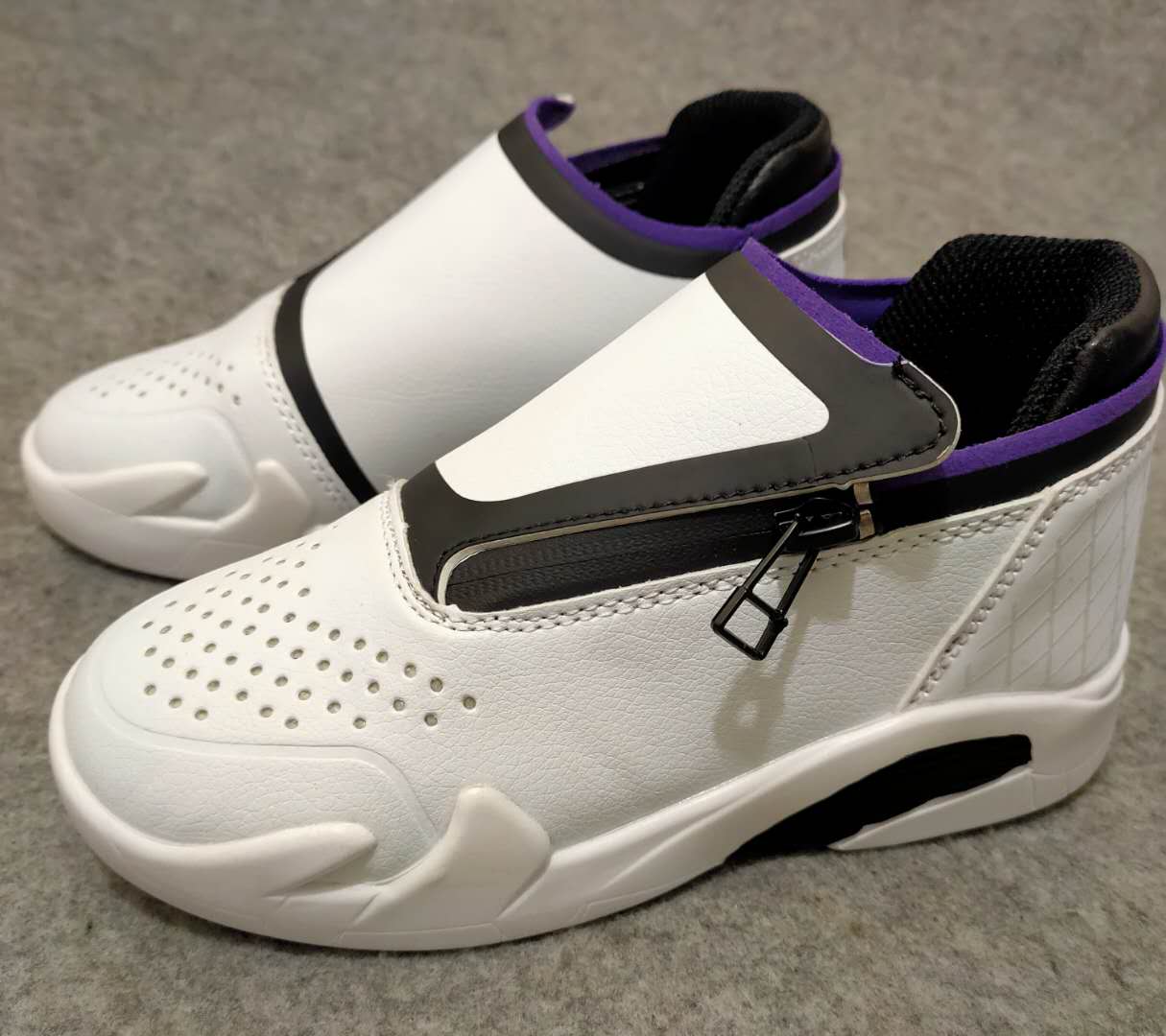 2020 Air Jordan 14 Black White Purple For Kids